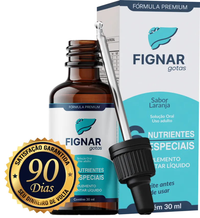 Imagem do suplemento Fignar Gotas original com certificado de origem e selo de autenticidade.